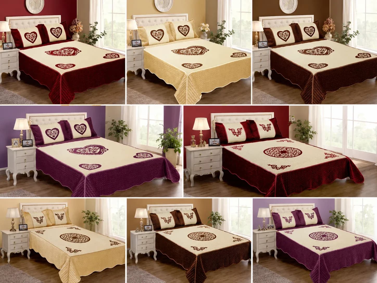 Luxury Quilted Bedcover & Pillow Set – 3 Pieces