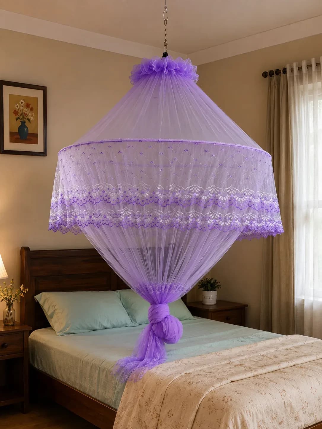 Luxury Lavender Hanging Mosquito Net Canopy