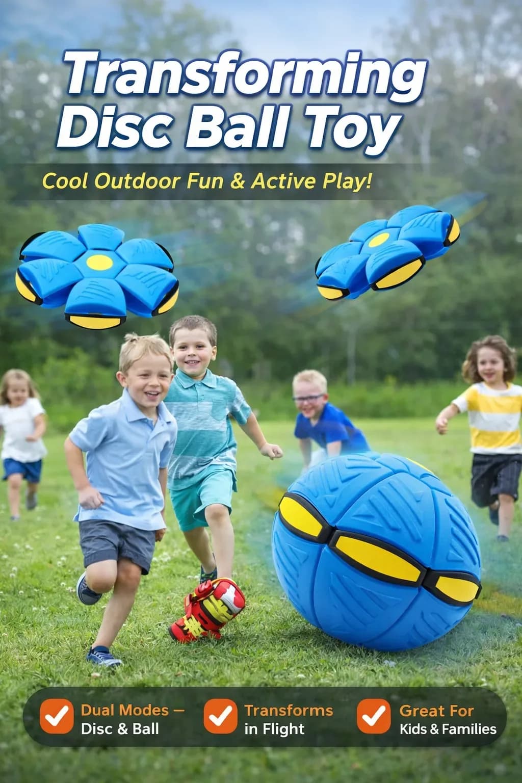 Transforming Flying Disc Ball Toy – 2-in-1 Outdoor Throw & Catch Ball for Kids
