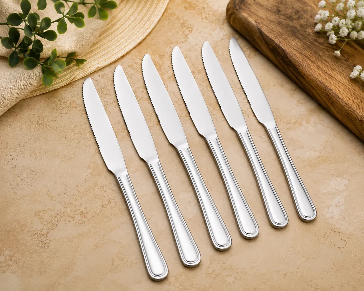 Premium 6-Piece Stainless Steel Dinner Knife Set