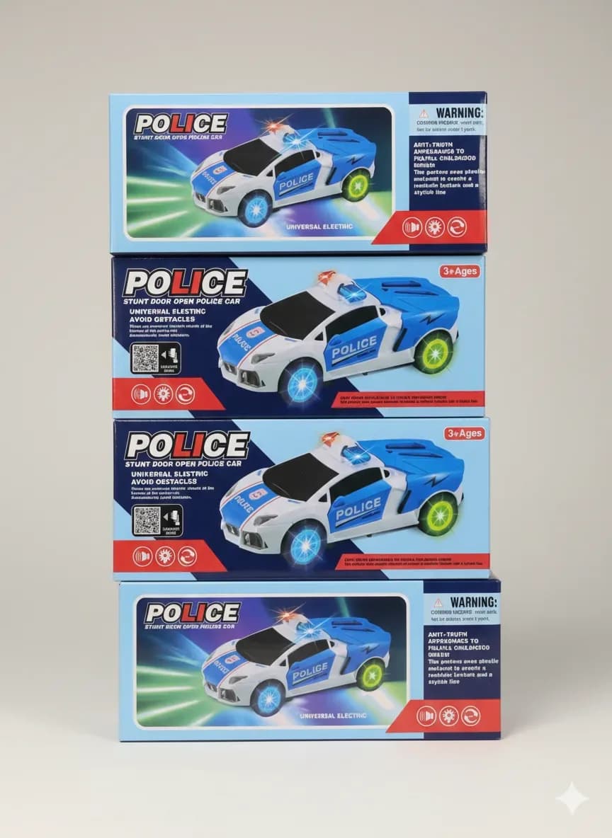 Gommo Police Stunt Door Open Police Car, 360 Degree Spin