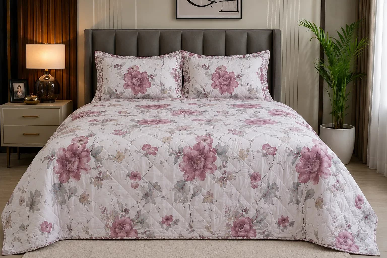 Floral Comfort Bedcover, Bedsheet & Pillow Cover Set – 180cm × 2m