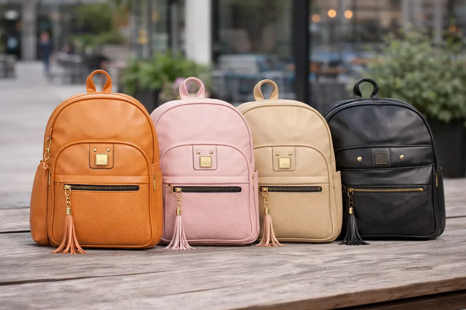 Luxury Women’s Leather Backpack with Side Pouch