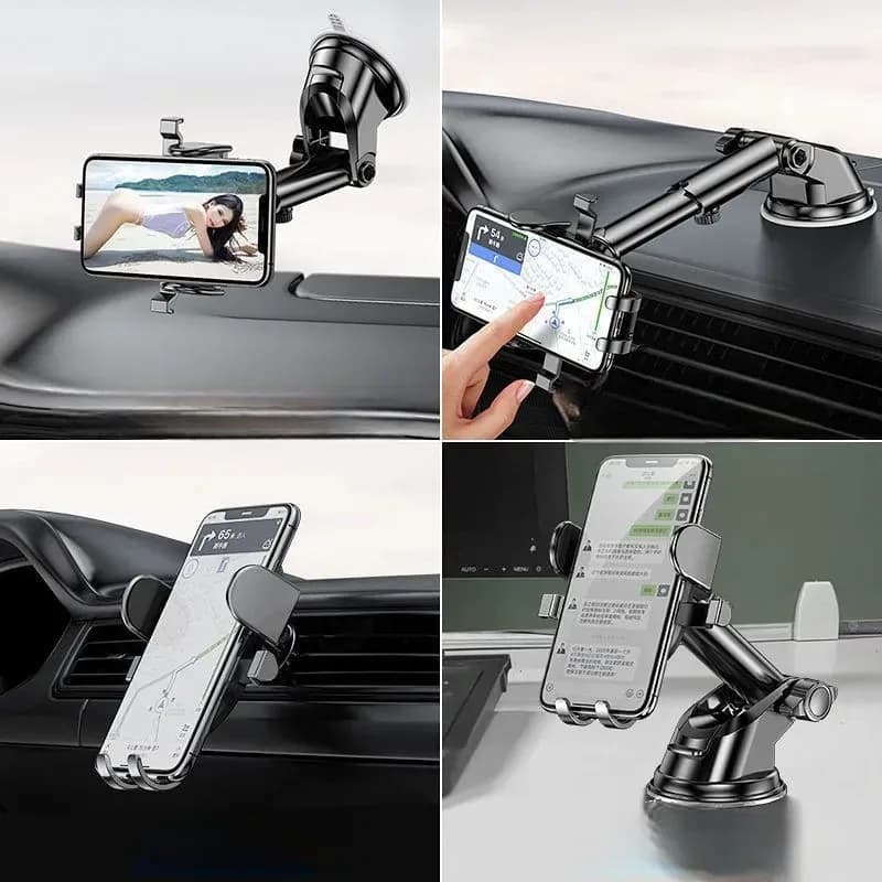 360° Adjustable Dashboard & Windshield Car Phone Holder (Strong Suction Mount)