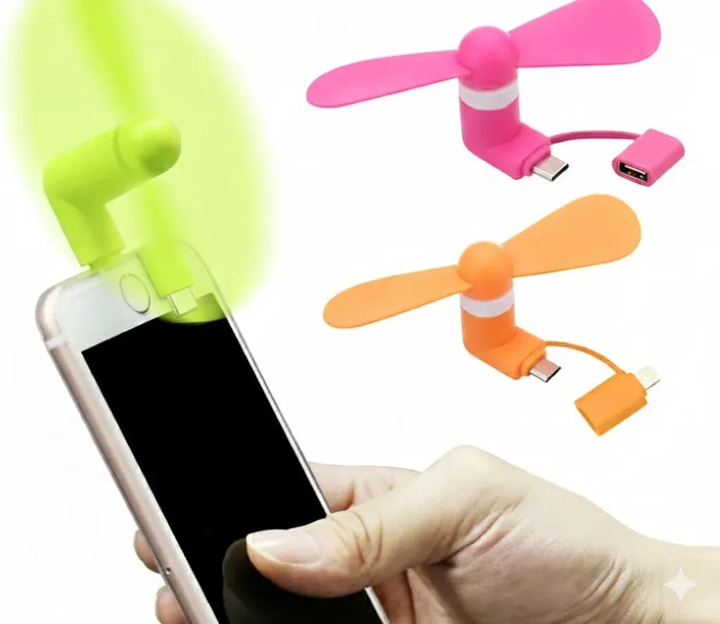 2-in-1 USB-C & Lightning Mini Phone Fan (Portable Mobile Cooling Fan)