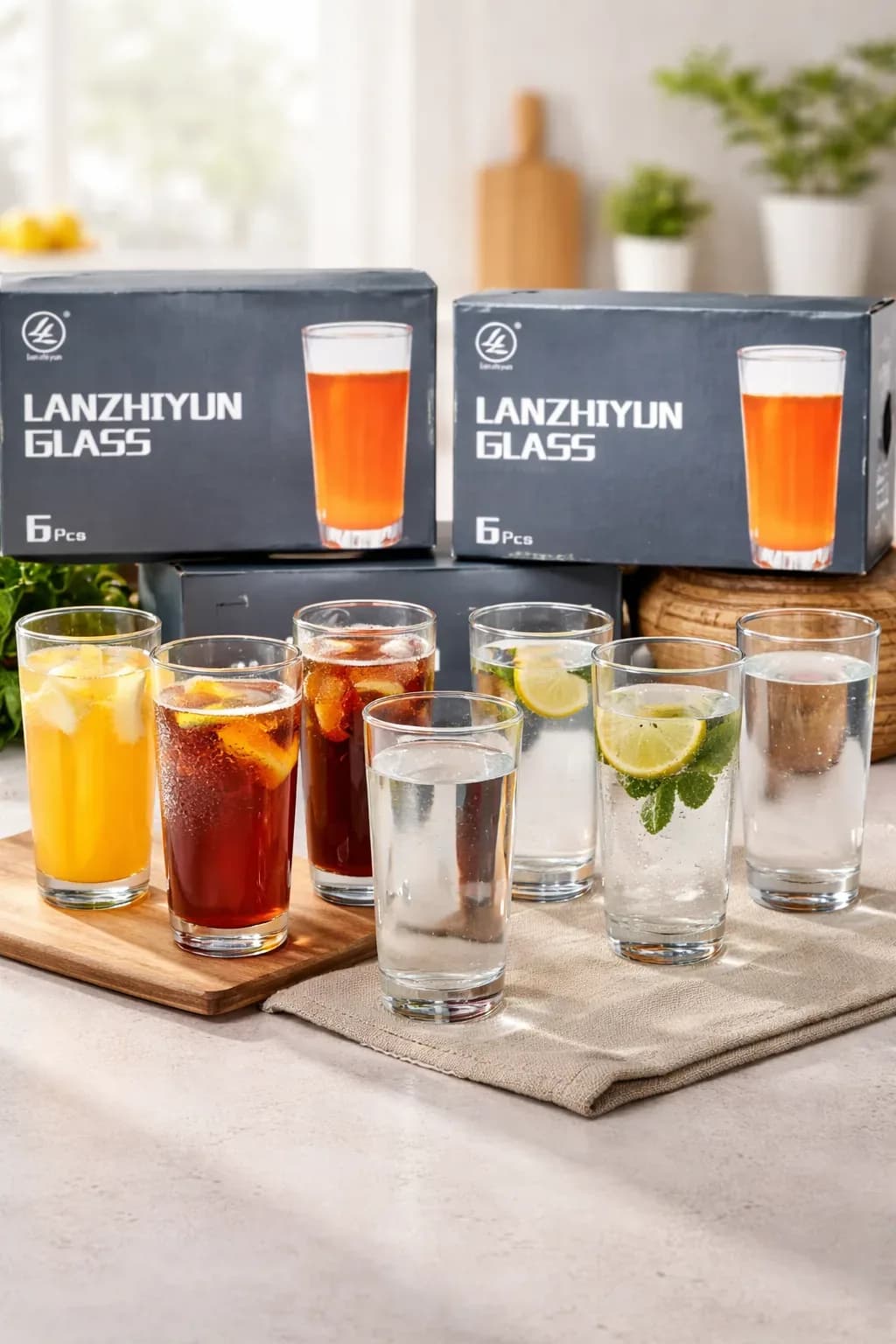 Lanzhiyun Premium Glass Tumblers – 6 & 12 Piece