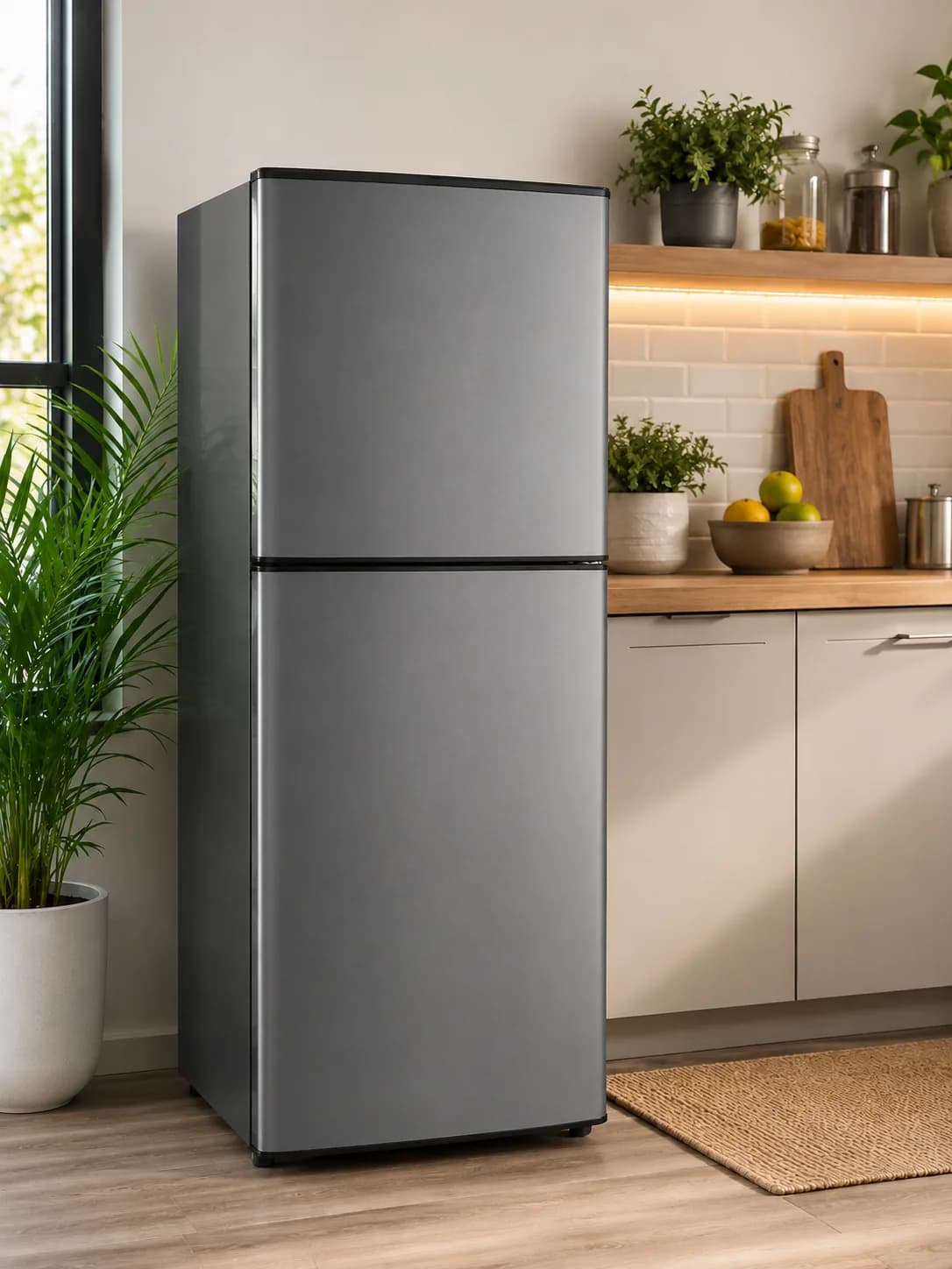 FLORSA Double-Door Refrigerator – Silver