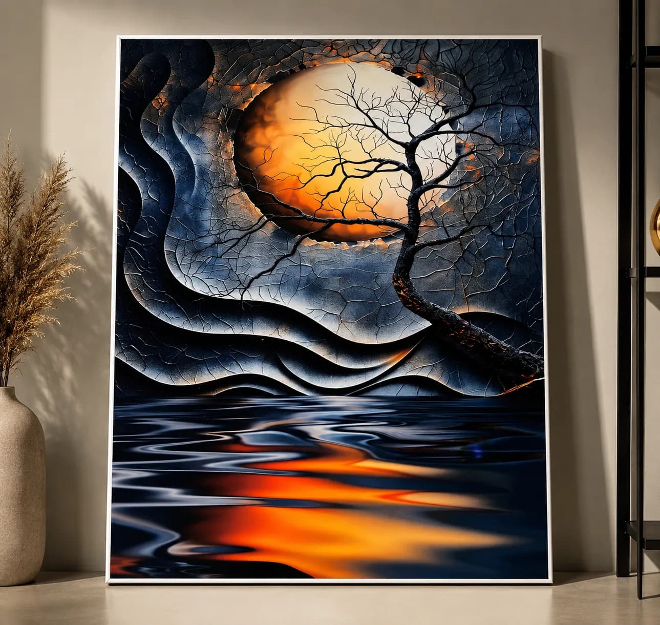 Premium Modern Abstract Moon Landscape Canvas Wall Art