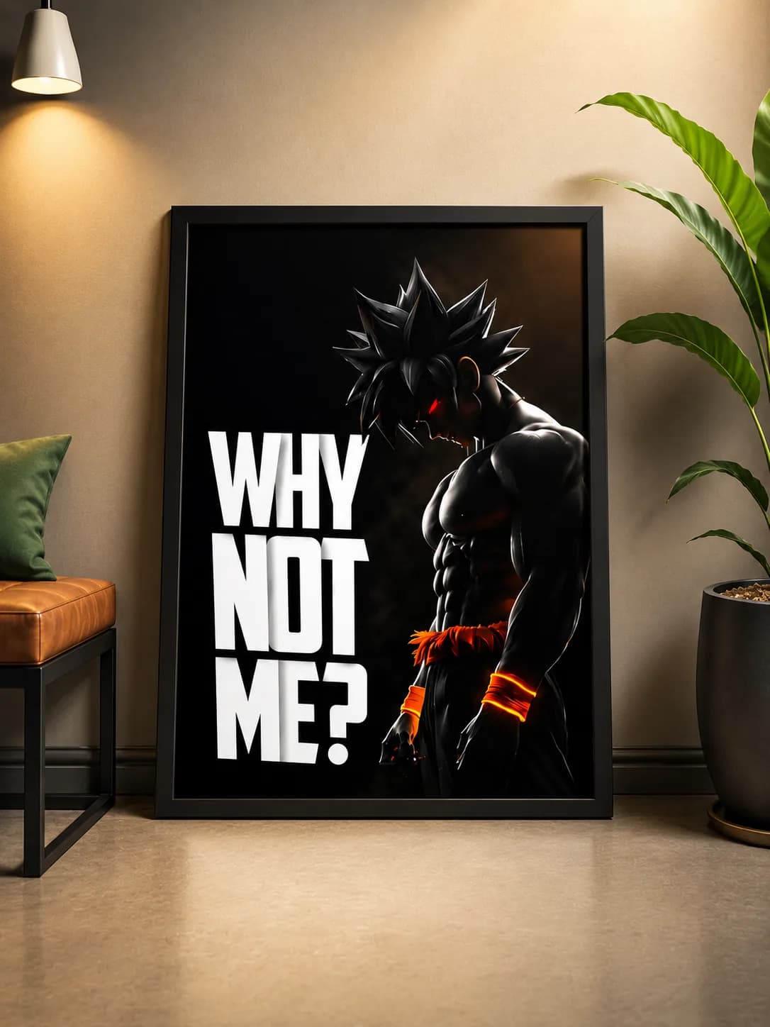 "Why Not Me?" Motivational Anime Wall Frame – A3 & A2 Sizes