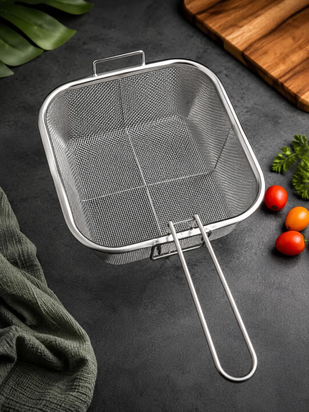 Stainless Steel Fine Mesh Fryer Basket with Long Handle