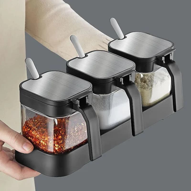 Modern Airtight Glass Spice Jar (Single Piece)