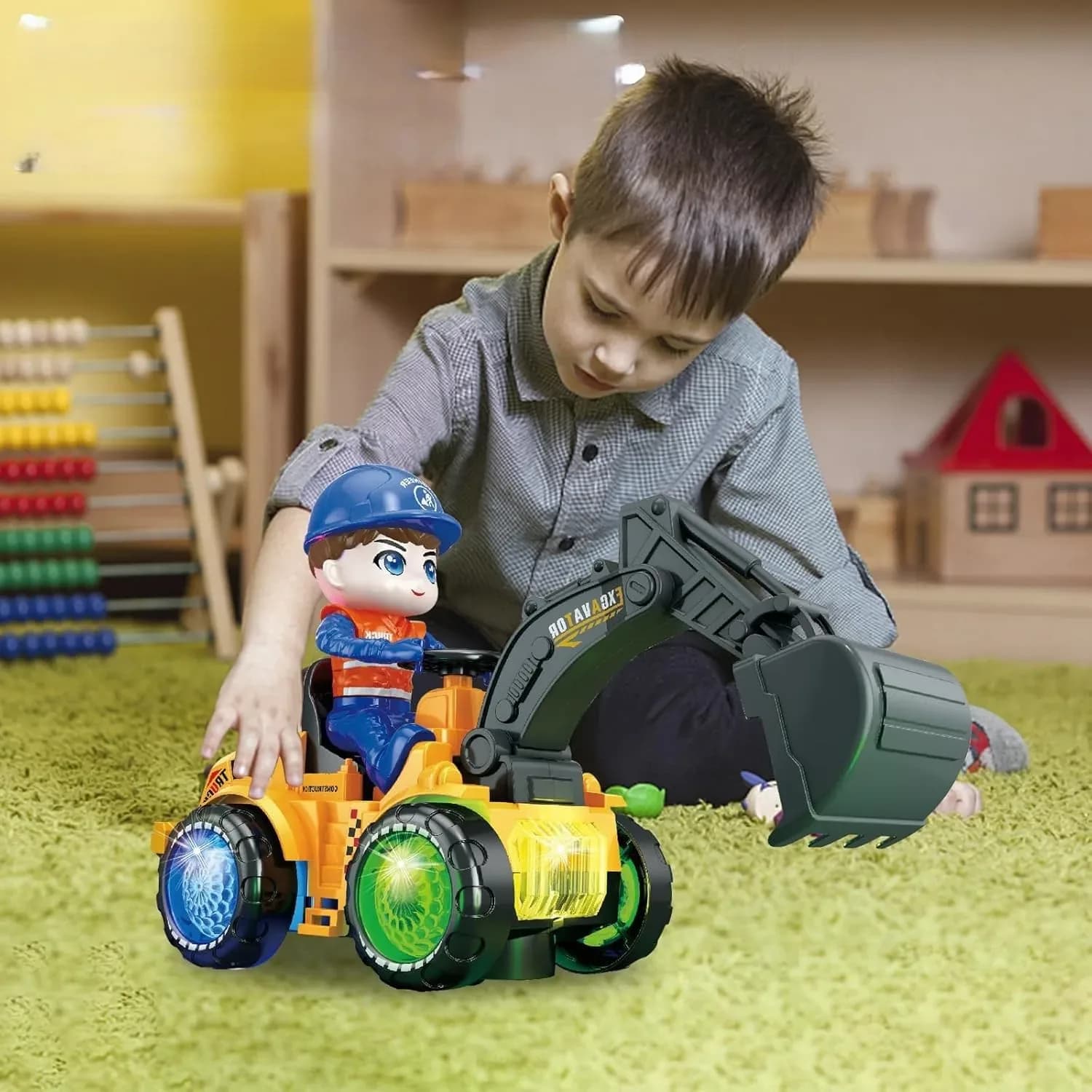 Super Mario Construction Tractor Cart Walks, Plays Music, Lights Up - Mohnish Imports