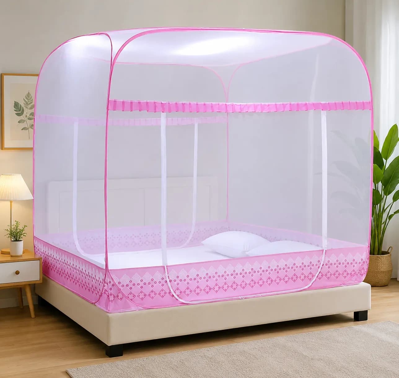 Luxury Pink Foldable Mosquito Net Tent for Bed