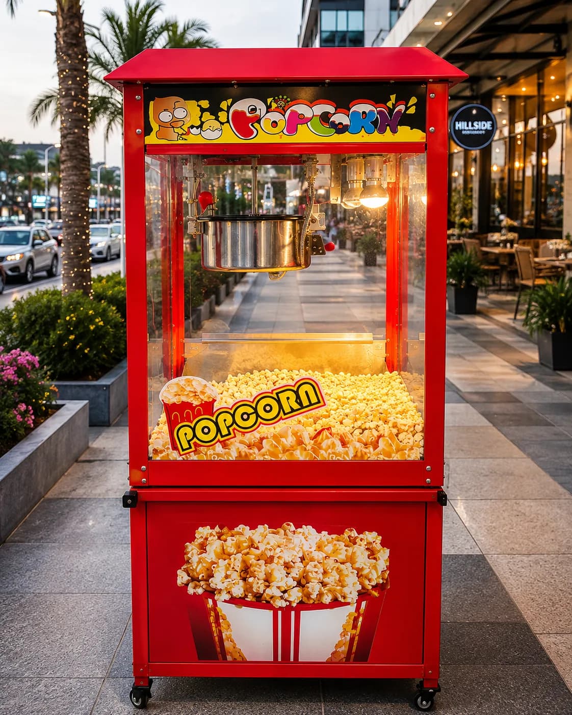 Commercial Popcorn Machine with Glass Display