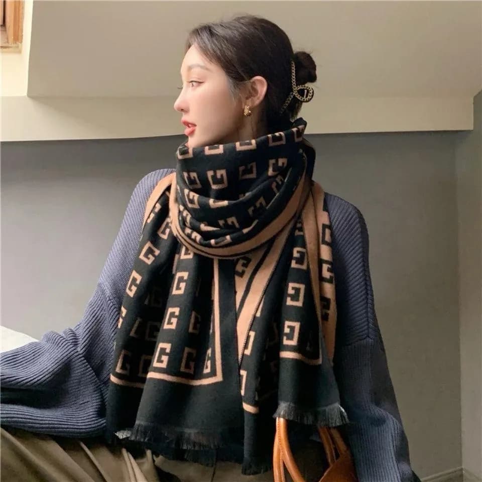 Luxury GG Pattern Winter Scarf – Écharpe Classique Unisex