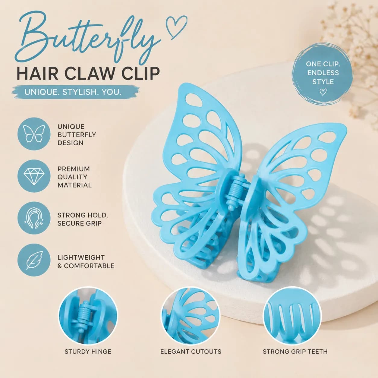 Butterfly Hair Claw Clip