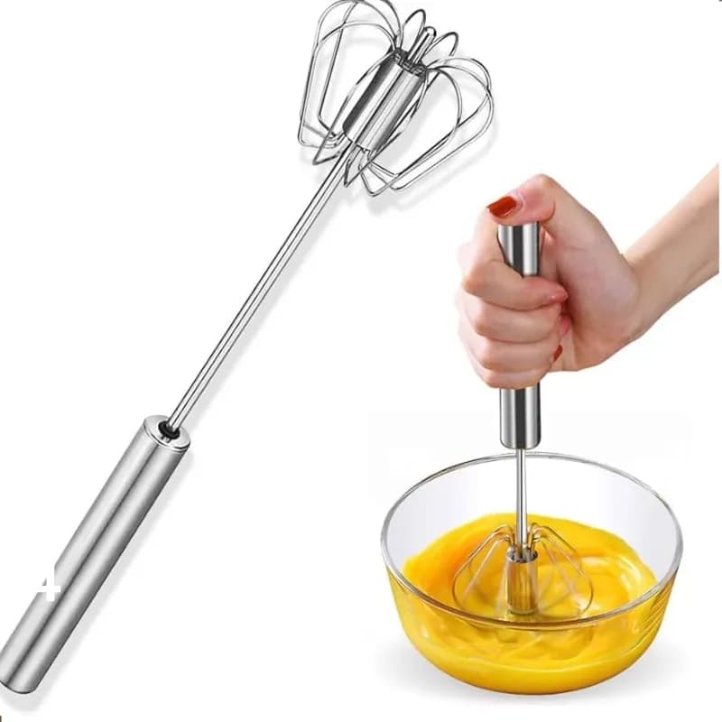 Stainless Steel Push Whisk Egg Beater 10 inch
