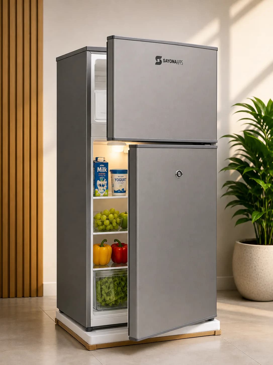 Sayonna 2-Door Silver Refrigerator