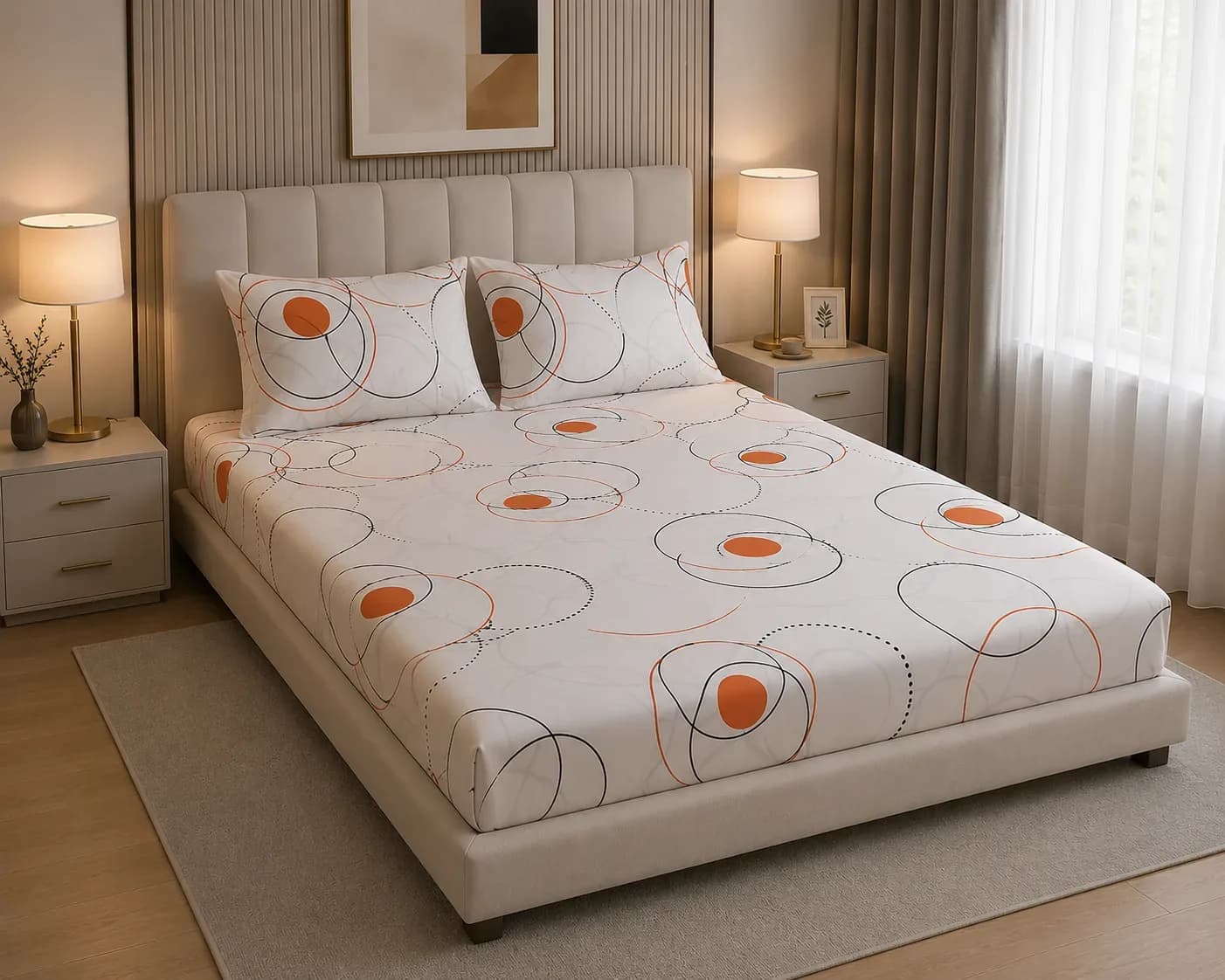 Modern Circle Pattern Bedsheet Set – 180cm × 2m