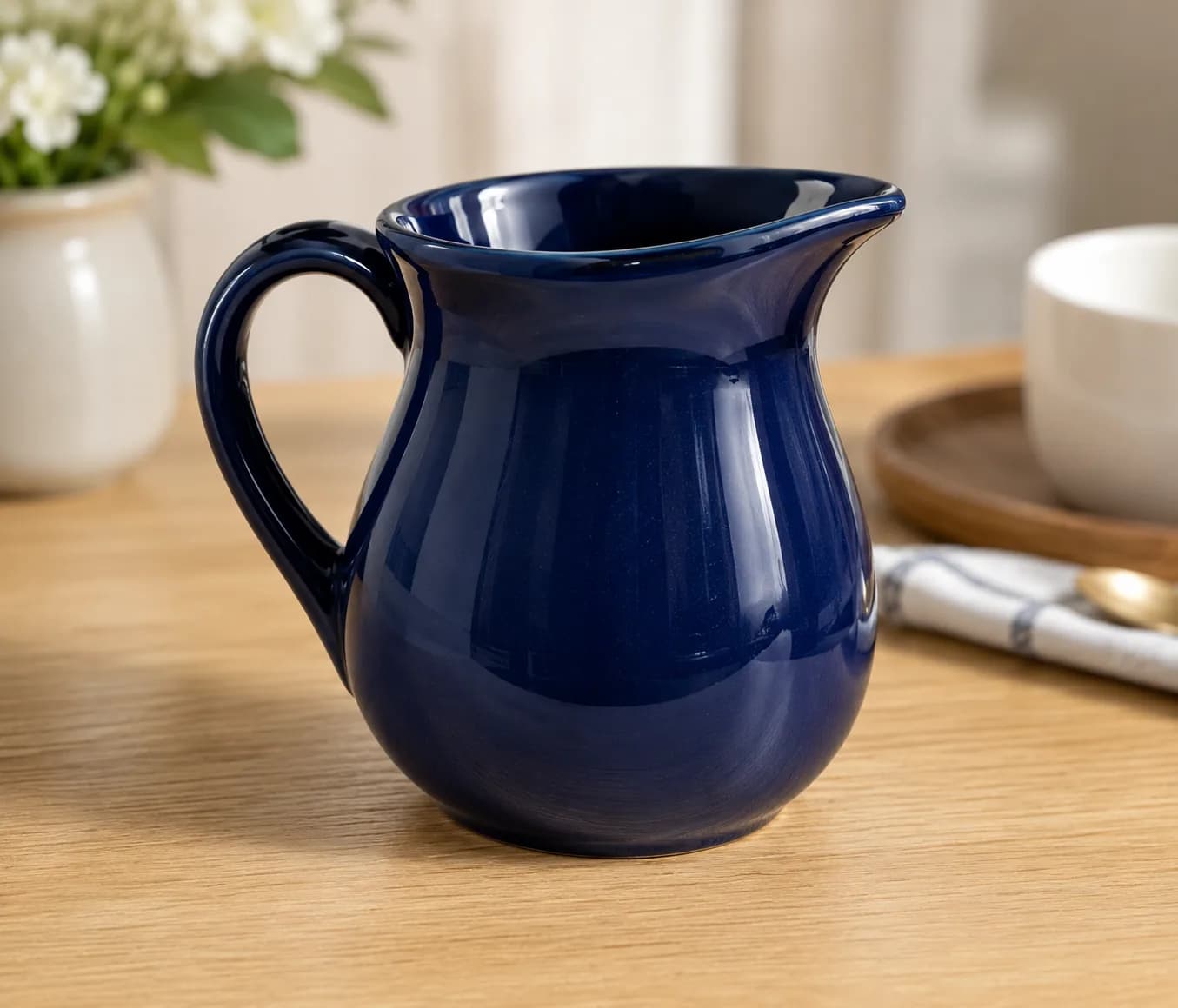 Ceramic Milk Jug Pitcher – Navy Blue