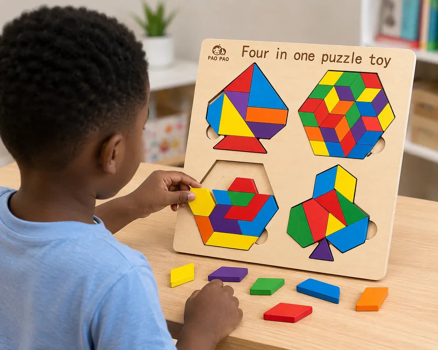 4-in-1 Wooden Puzzle Learning Board