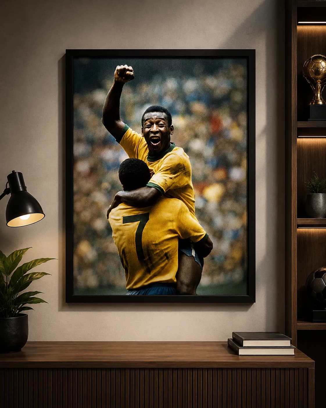 Pelé Brazilian Football Legend Celebration Minimalist Frame A2 & A3