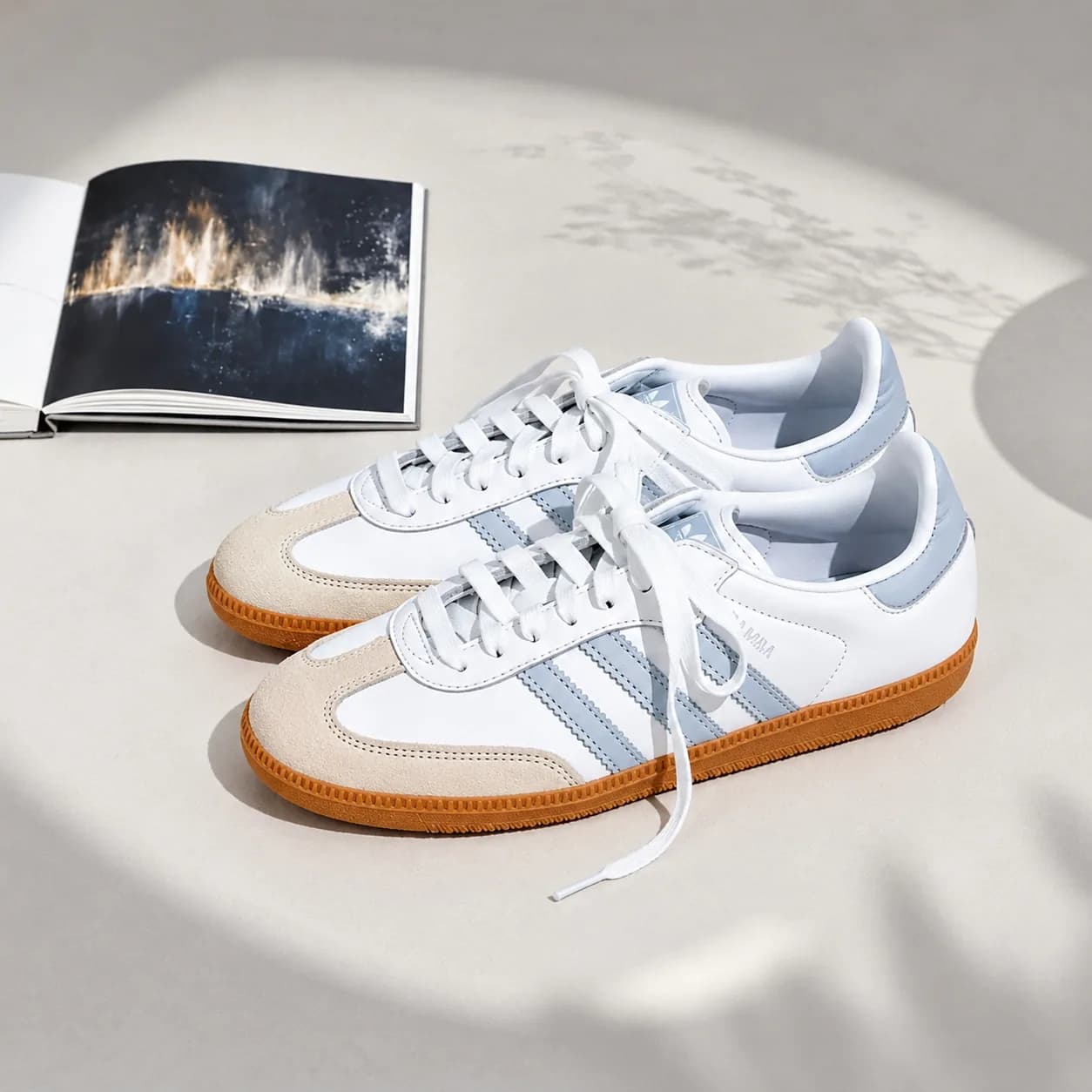 Adidas Samba White & Light Grey Sneakers – Gum Sole