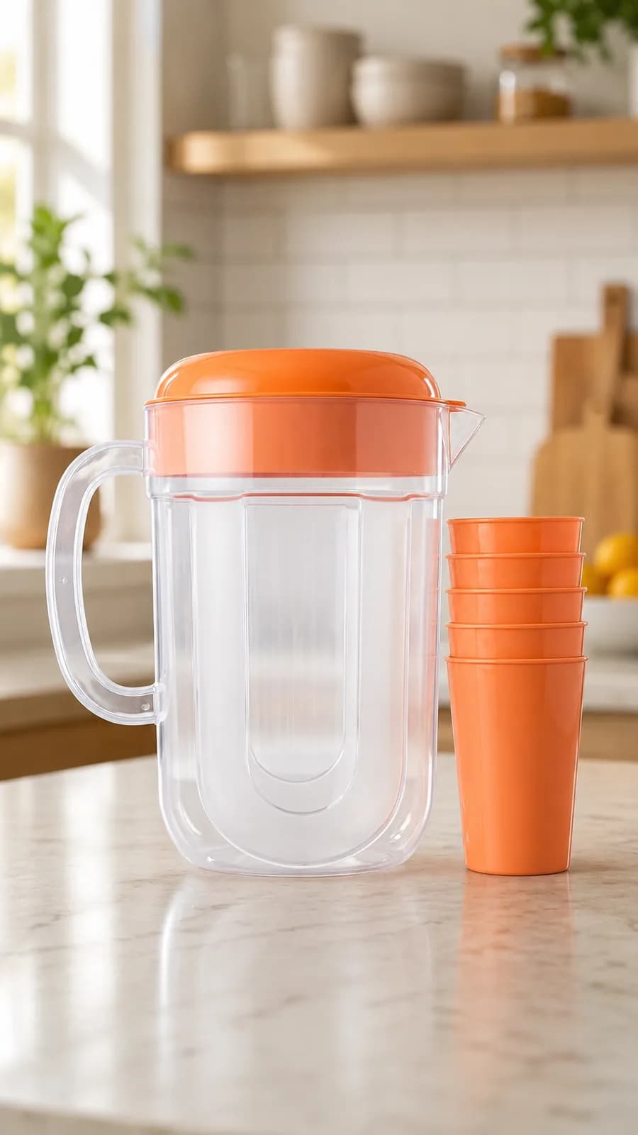 CrystalServe Clear Pitcher & Cup Set (2.5L)