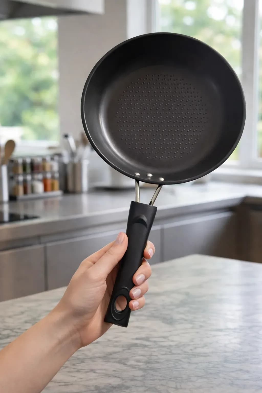 Non-Stick Frying Pan with Oil Drain Base