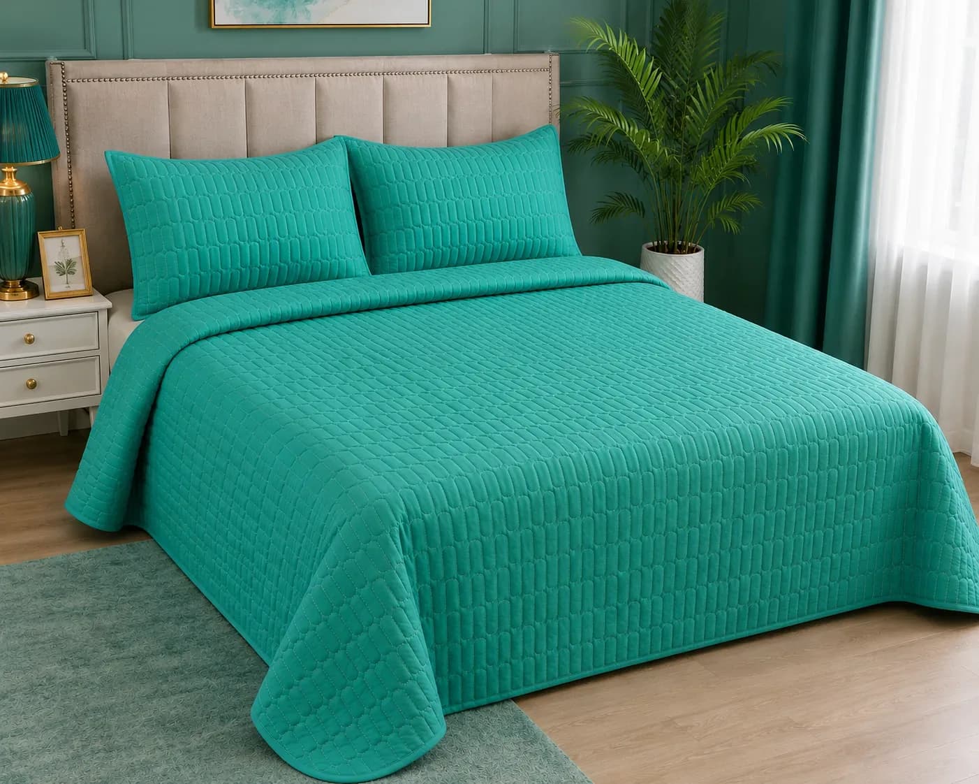 Soft Quilted Bed Cover Set with Pillow Covers – 2m × 2m