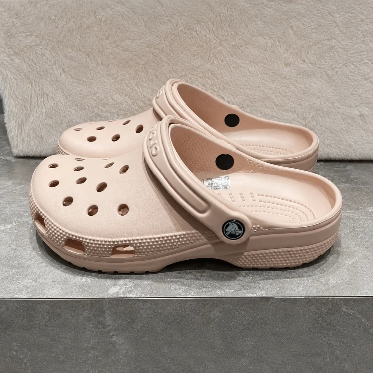 Classic Comfort Crocs – Beige Adjustable Strap