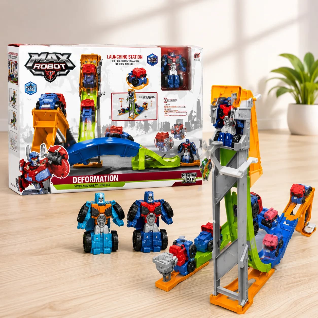 Max Robot Launch Station Transforming Car Track Playset