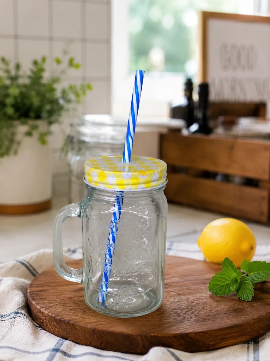500ml Mason Jar Glass Mug with Lid & Reusable Straw