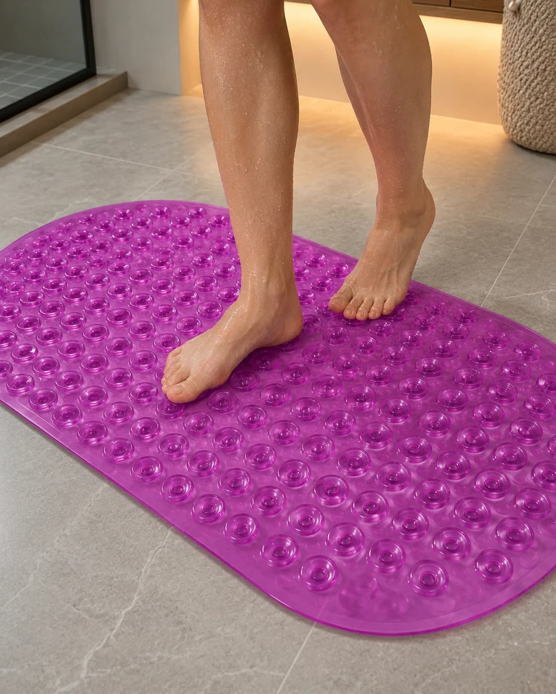 Premium Non-Slip PVC Bathroom Bath Mat – Pink