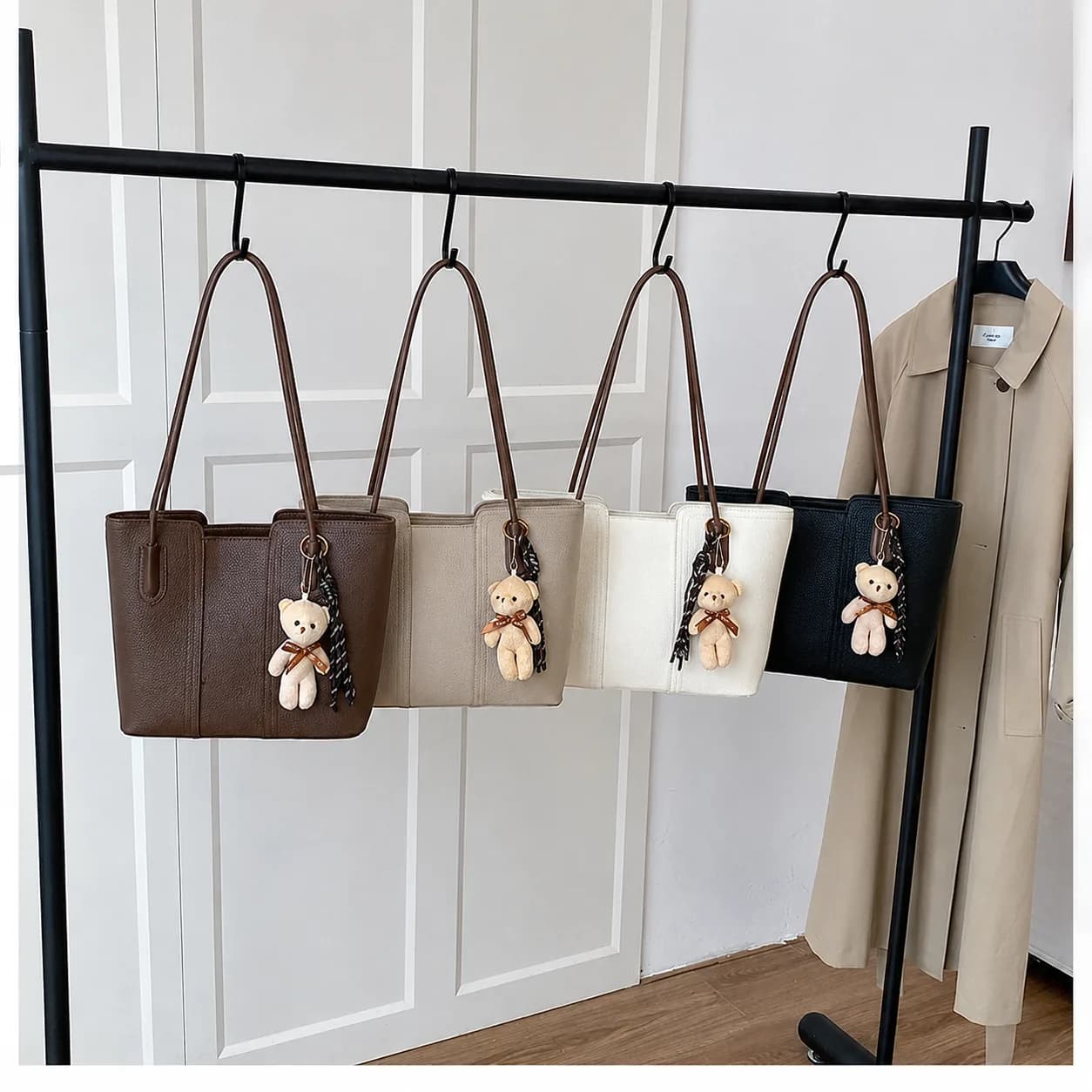 Elegant Teddy Charm Tote Bag