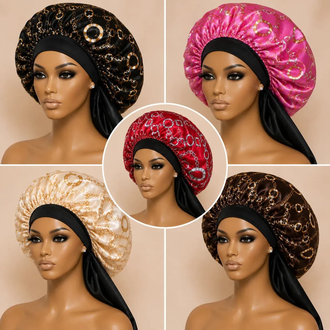 Luxury Satin Silk Bonnet Sleep Cap – Adjustable Hair Protection Bonnet