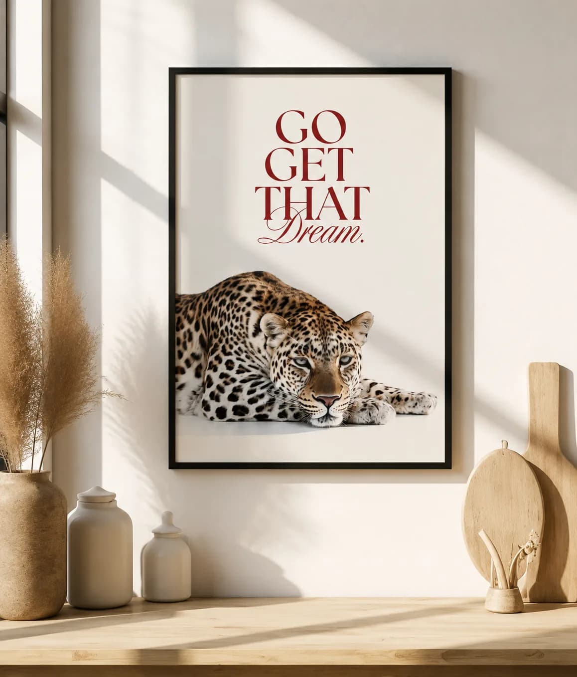 Go Get That Dream – Motivational Leopard Framed Wall Art