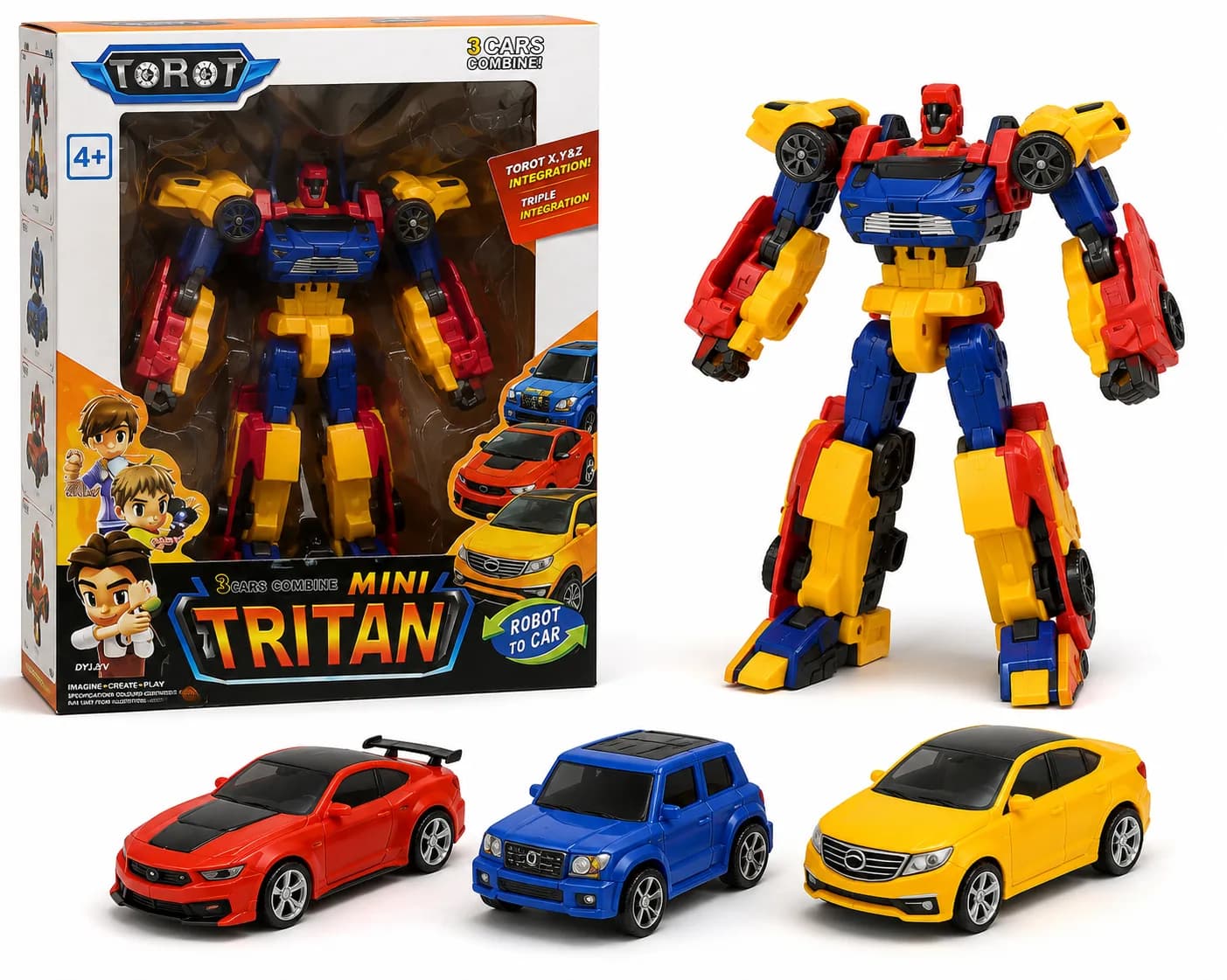 Mini Tritan 3-in-1 Transforming Robot Car Toy Set