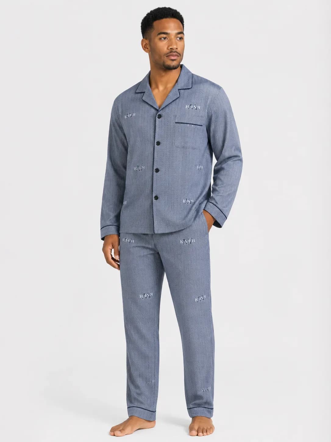 Men’s Classic Stripe Button Pajama Set – Available in All Sizes (M, L, XL, 2XL, 3XL, & 4XL )