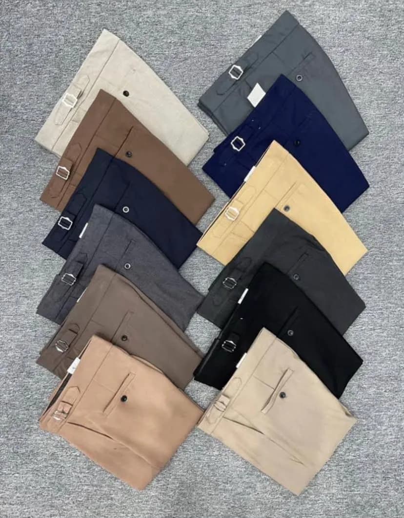 Men’s Casual Belt-Detail Trousers
