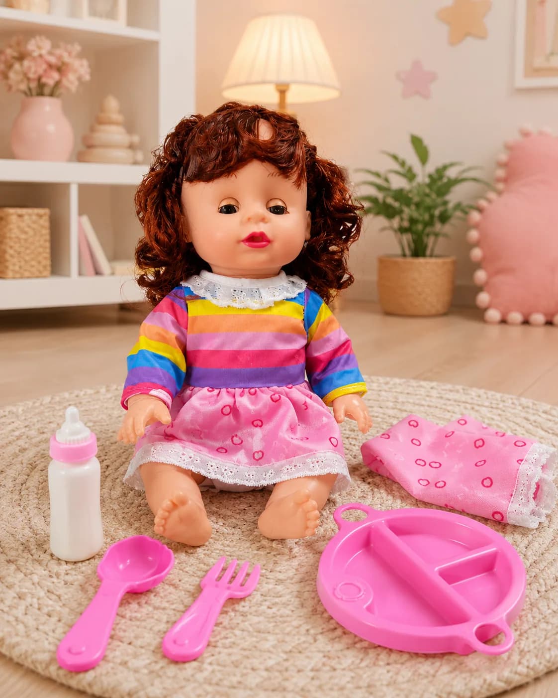 Baby Care Doll Play Set with Feeding Accessories