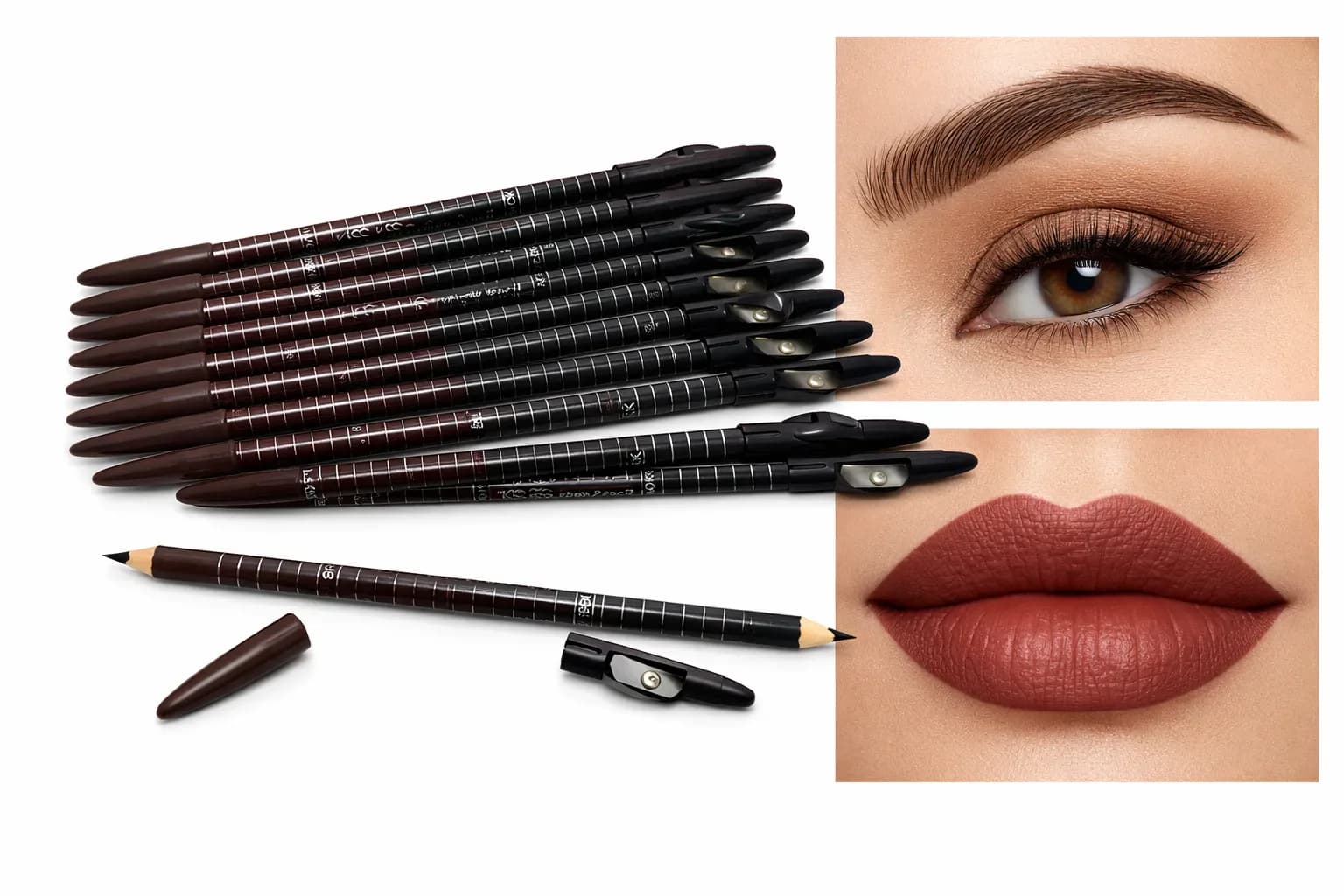 BeautyLine Pro 2-in-1 Eyebrow & Lip Pencil Set – 12 Pieces