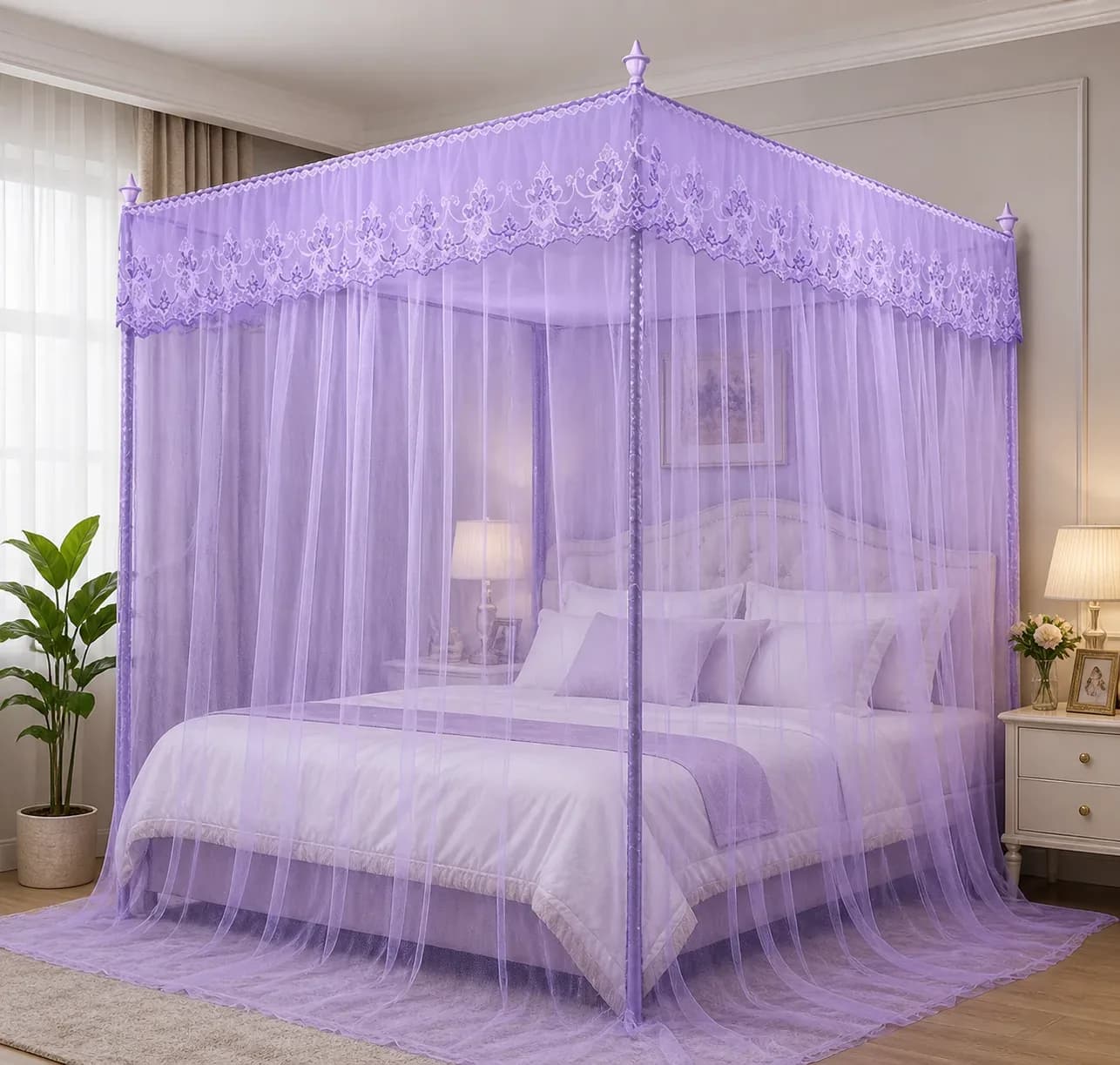 Royal Lavender Bed Canopy Mosquito Net