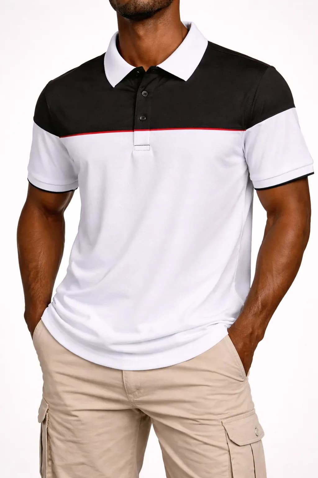 Men’s Modern Two-Tone Polo Shirt