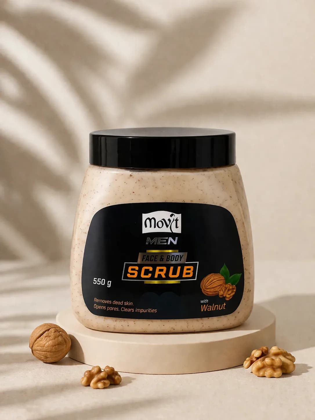 Movit Men Face & Body Scrub – Walnut Exfoliating Scrub (550g)