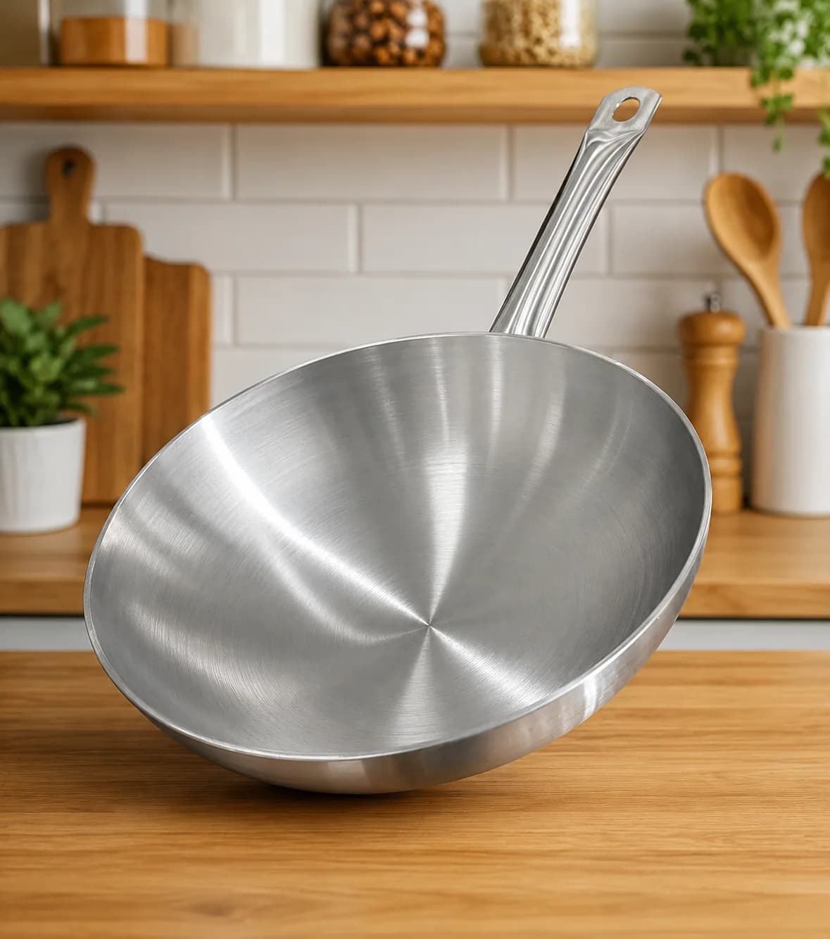 Premium Stainless Steel Pan with Long Handle