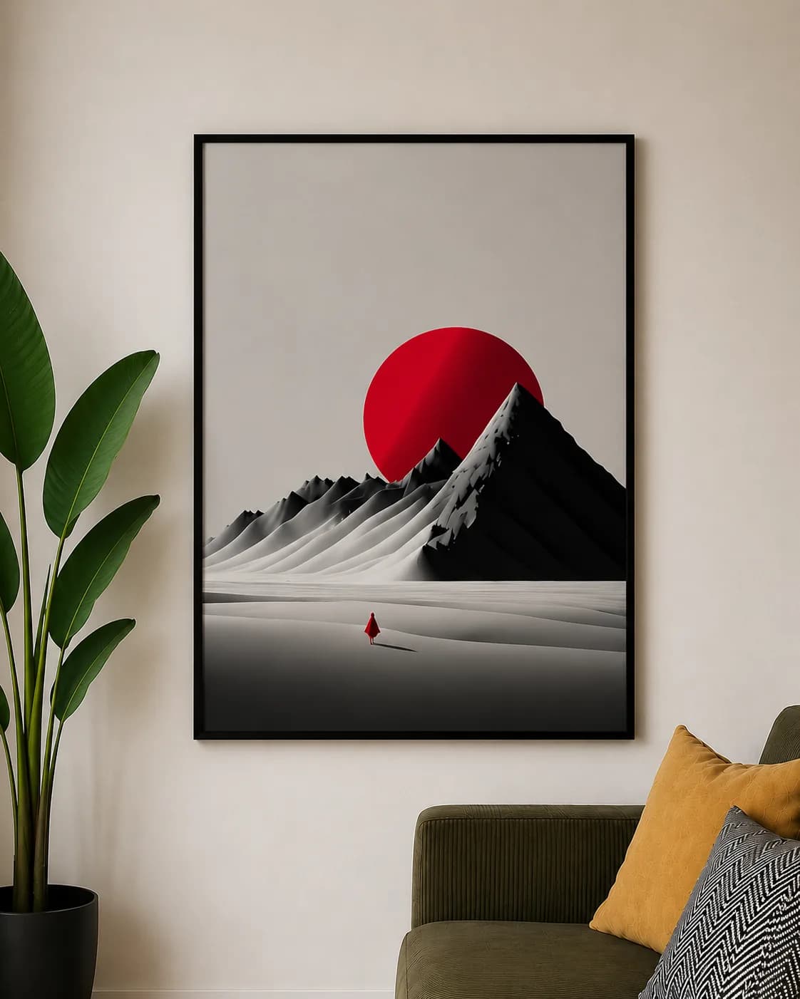 Crimson Horizon Mountain Wall Art – A2 & A3 Framed Print