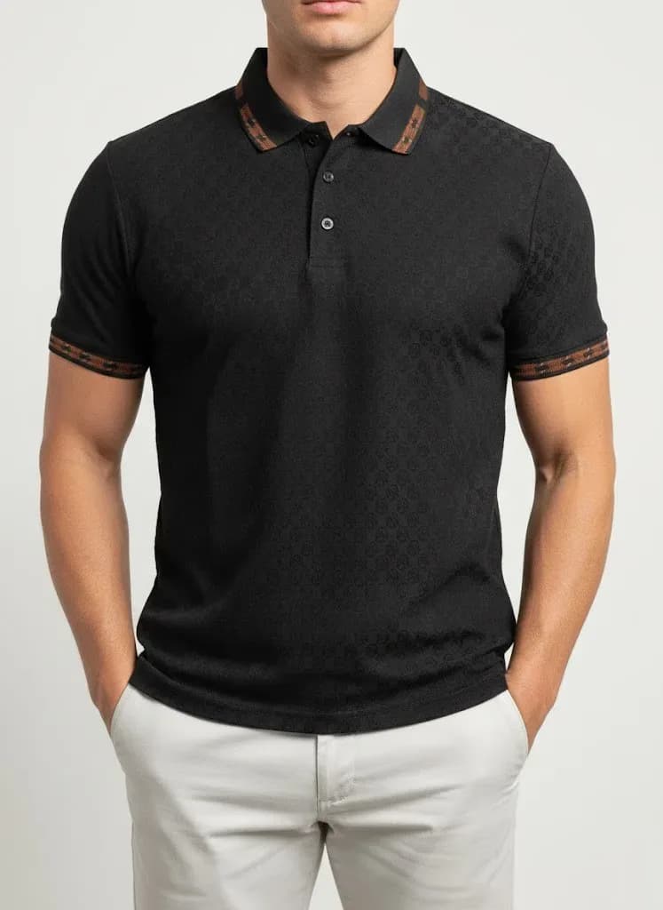 Men’s Premium Textured Camel Polo Shirt