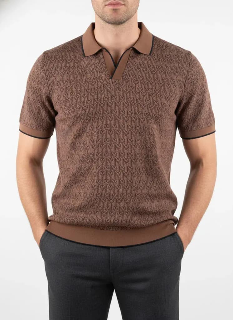 Textured Knit Polo Shirt