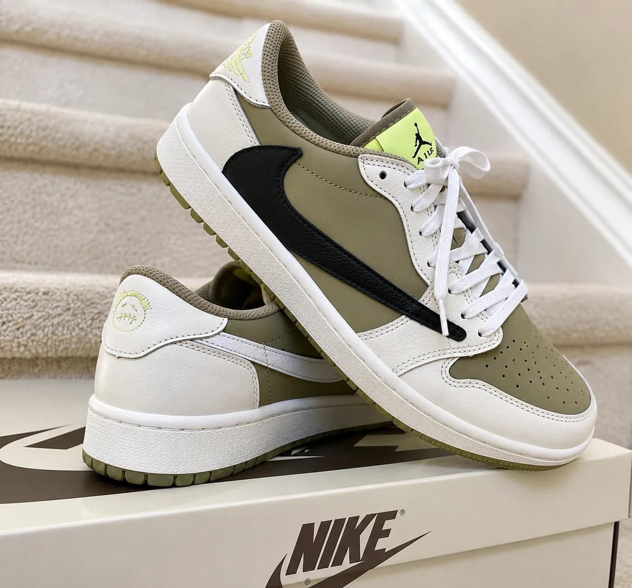 Nike Air Jordan 1 Low Olive White – Black Swoosh